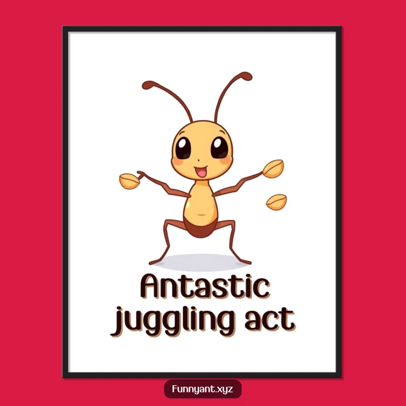Funny Juggling Ant Digital Art: Busy Motivation Print, Instant Download, Dynamic Funny Gift