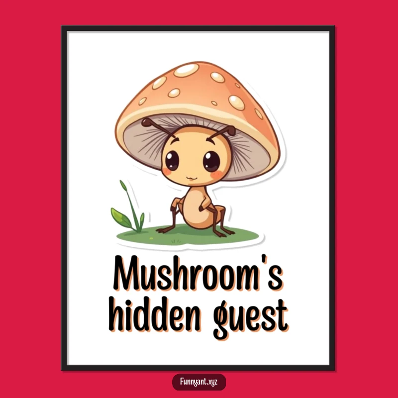 Funny Ant Mushroom Digital Art: Instant Curiosity, Perfect Printable Funny Gift