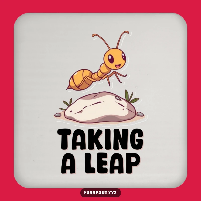 Funny Ant Leaping Pebble Coaster: Protect surfaces with humor, a perfect funny gift.
