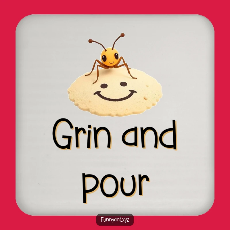 Funny Coaster Set: Ant Artist Sand Drawing, Protect with Humor