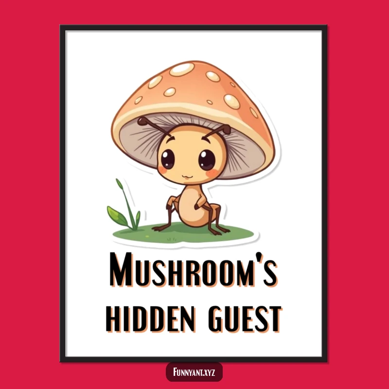 Funny Ant Mushroom Poster: Curious Art, Ideal Funny Gift Decor