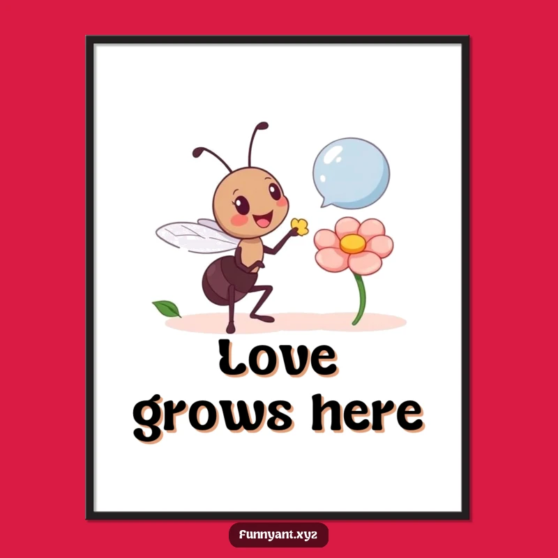 Funny Ant Giving Petal Poster: Artful kindness, a perfect funny gift.