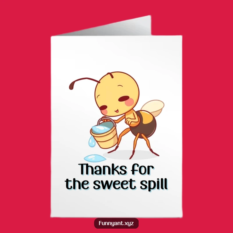 Free Printable Thank You Card: Funny Ant Tipping Dewdrop, Sweet DIY Downloadable Gift!