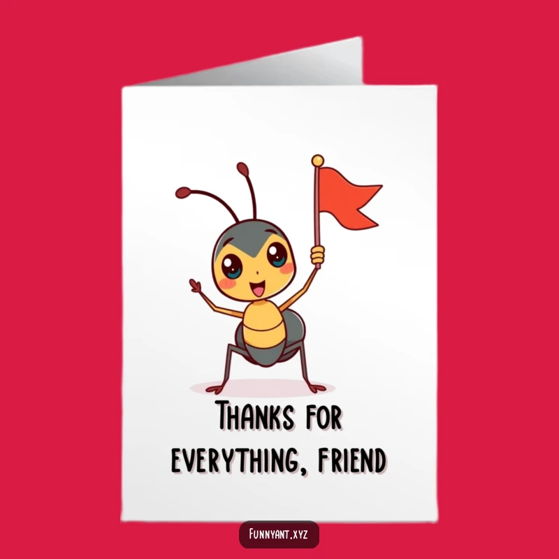 Free Printable Thank You Card: Funny Ant Waving Flag, Sweet DIY Downloadable Gift!