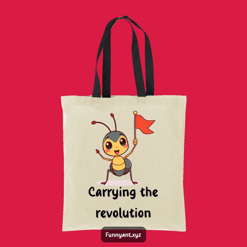 Funny Ant Flag Waving Tote Bag: Carry Enthusiasm, Great Funny Gift
